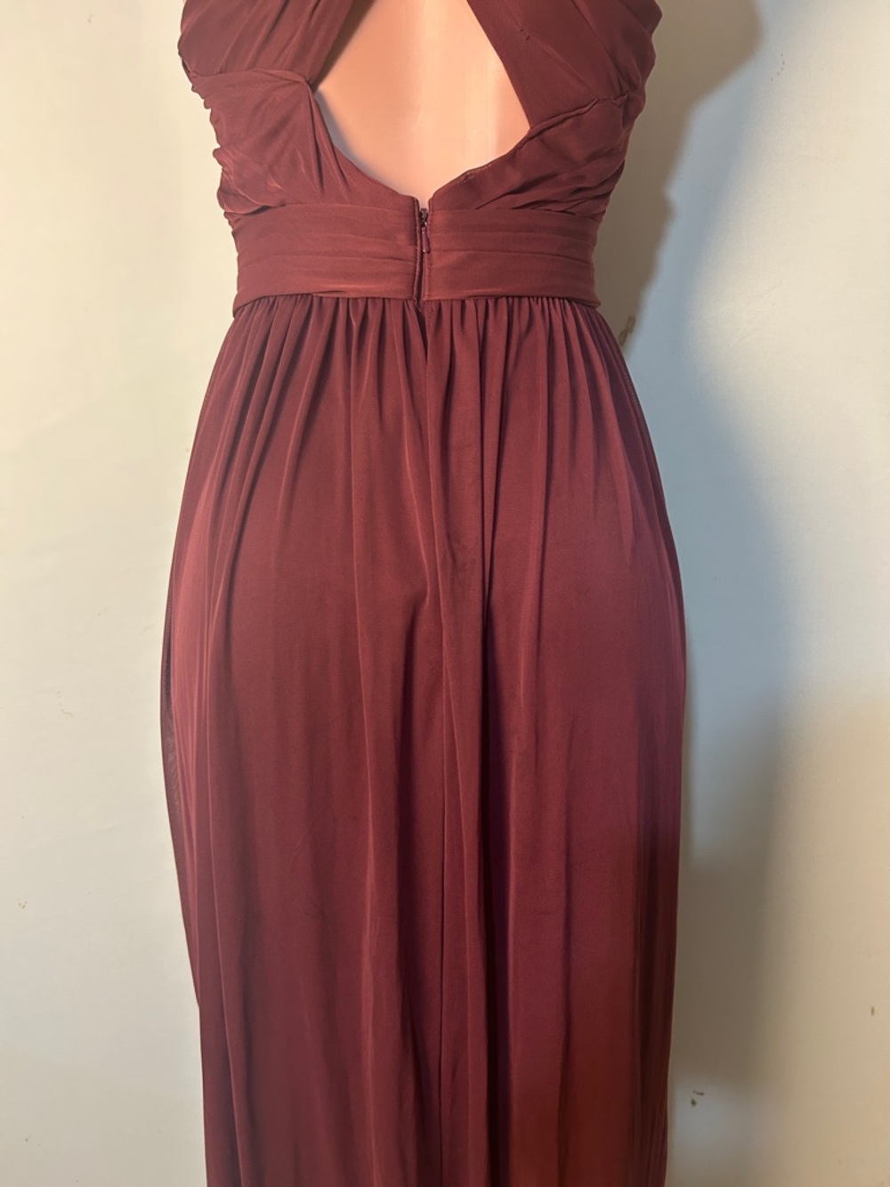 David’s Bridal Maxi Dress Burgundy Ruched Sleeveless Women's Size 12 - Picture 12 of 14
